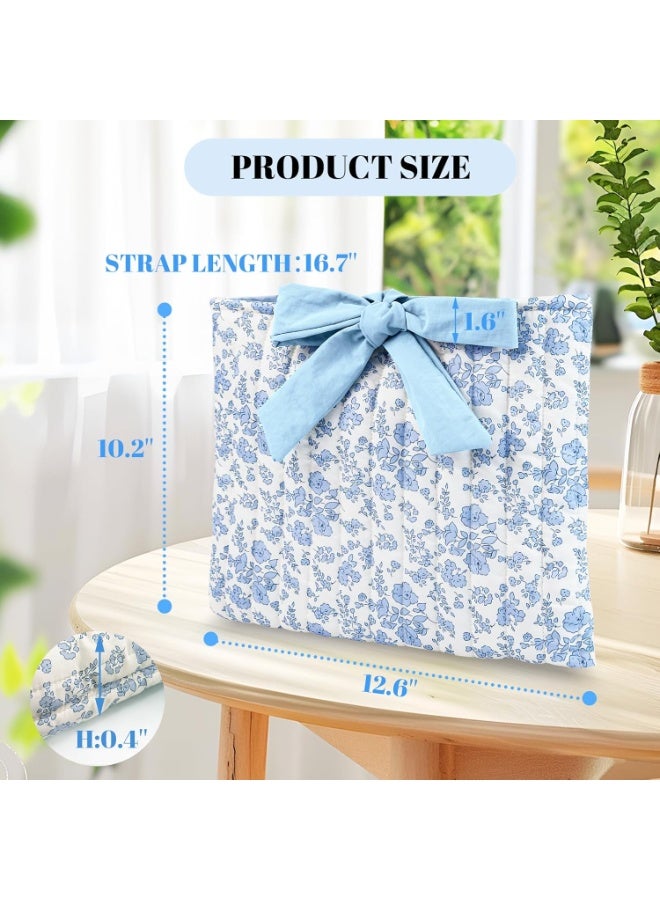 Arabest Bible Cover bag for Women,Large Quilted Bible Bag with Study Supplies,Stylish Church Bag Bible Journaling Kit,Mothers Day Christian Gifts for Women (Blue Small Floral) - Image 5